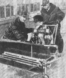 Pre-Zamboni ice cleaning 1940s
