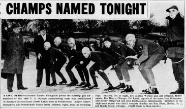 1947-02-17 Star_Tribune HHH and Gov. Youngdahl at starting line of Powderhorn men